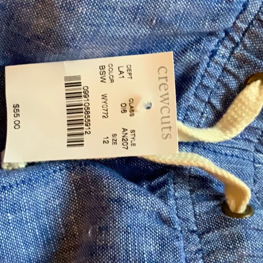 Light weight denim blue pants with draw string. New with tag